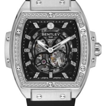 Bentley Dazzling Superstar Automatic Men's Watch – Black Diamond-Set Dial with Black Rubber Strap